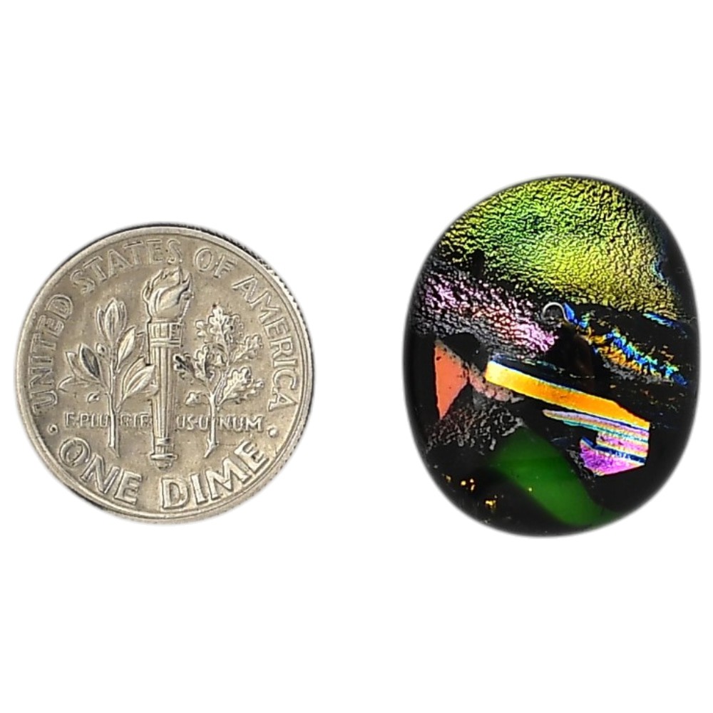 Lab Created Dichroic Glass Doublet 17.5×21.5×6.8 mm Oval Gemstone LS128-06591
