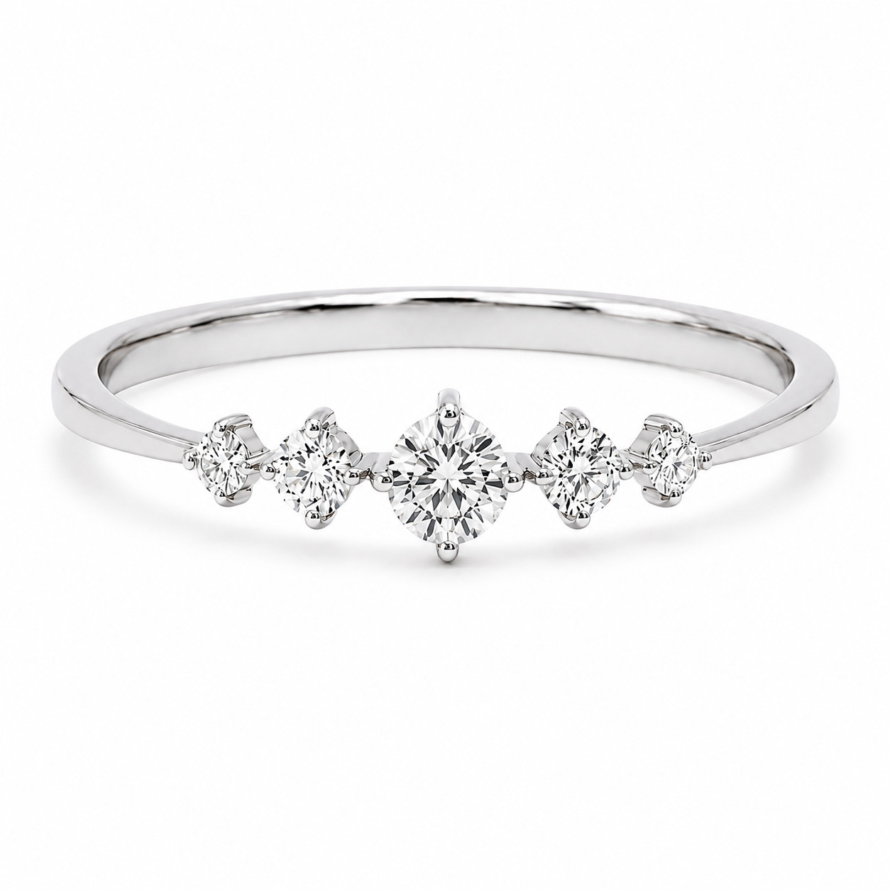 Ananta Jewels 0.15Ct Lab Grown Diamond 5 Stone Wedding Ring in 925 Silver Women