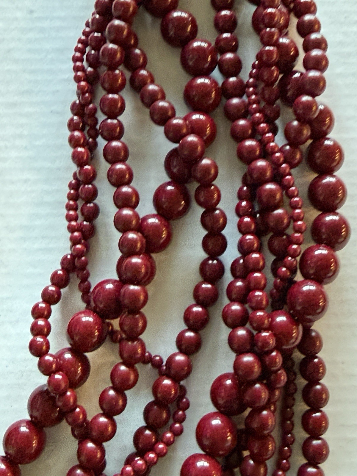 Charming Charlie Burgundy Plastic Beaded Multi-Strand Statement Necklace