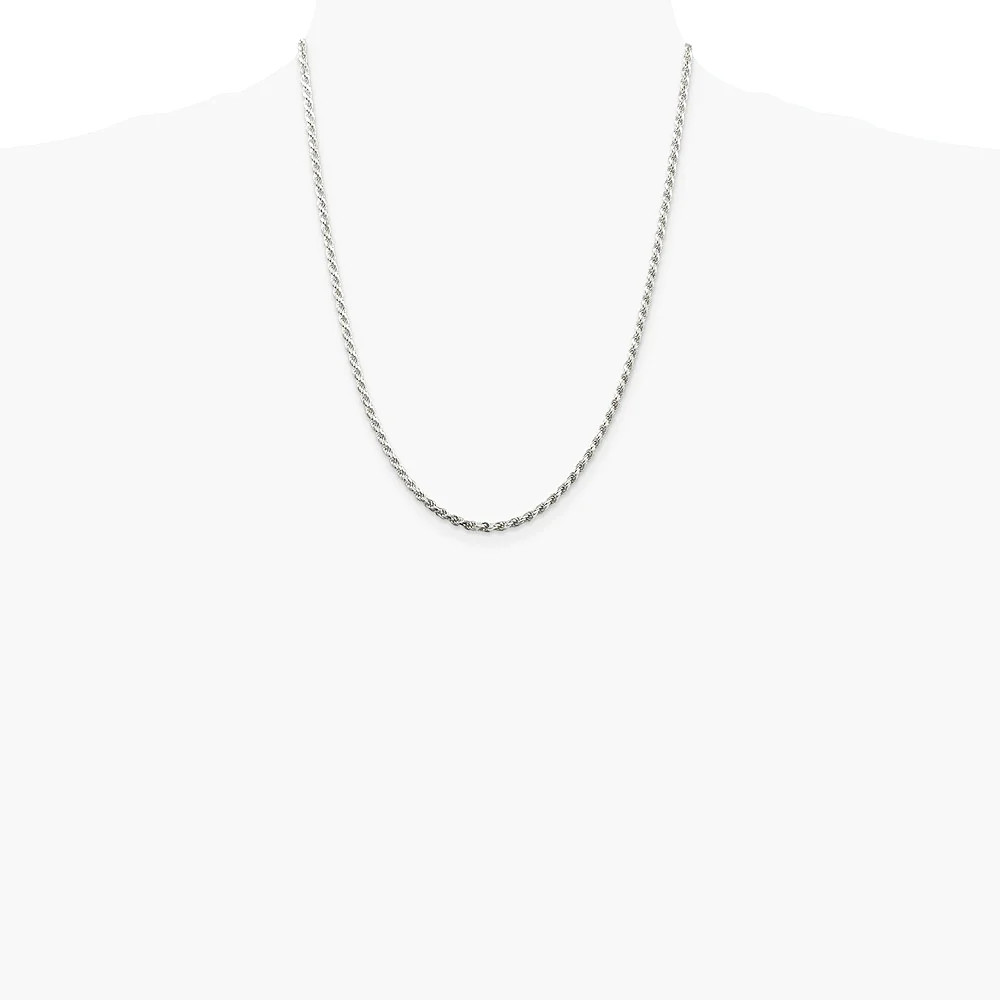 Sterling Silver 2.75mm Diamond-Cut Rope Chain Necklace 16″-36″