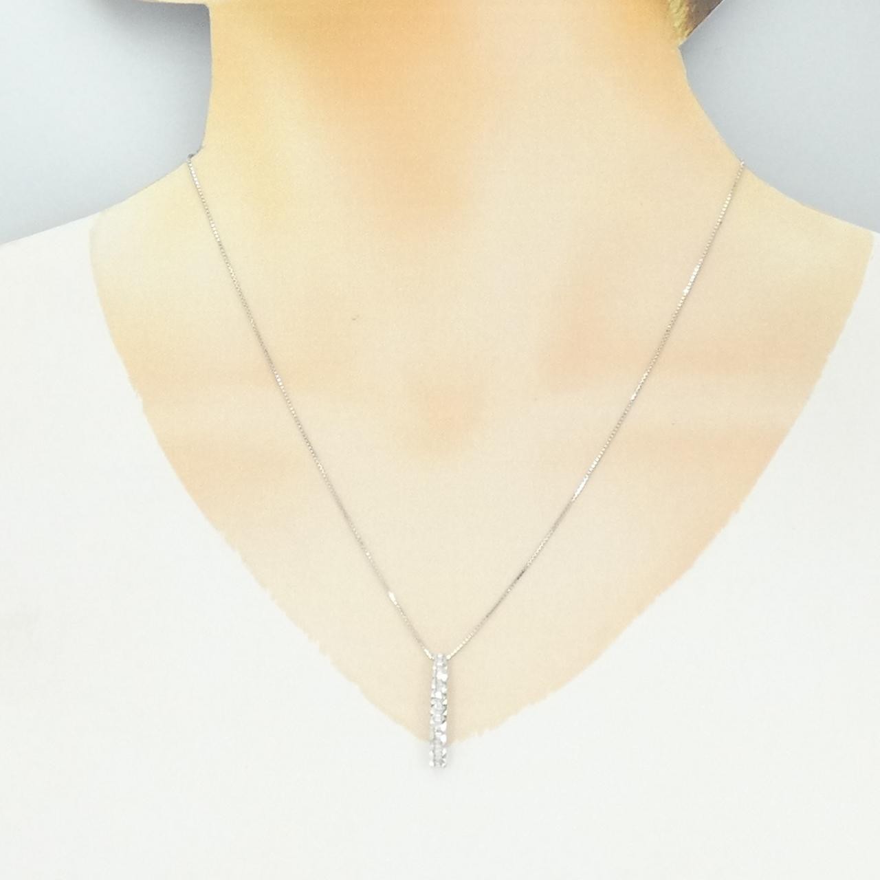 Authentic K18WG Diamond Necklace 0.15CT #270-004-226-6676