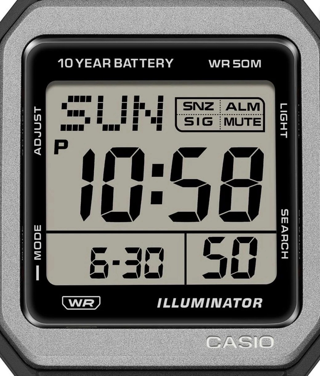 Casio Collection Standard W221H-1AV Black 10-year Battery Flash Alert World Time