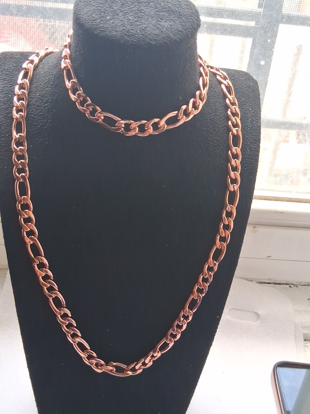 Curb Chain Choker Necklace 20-22 inches And Bracelet Set 7.50-9.0in) In lON