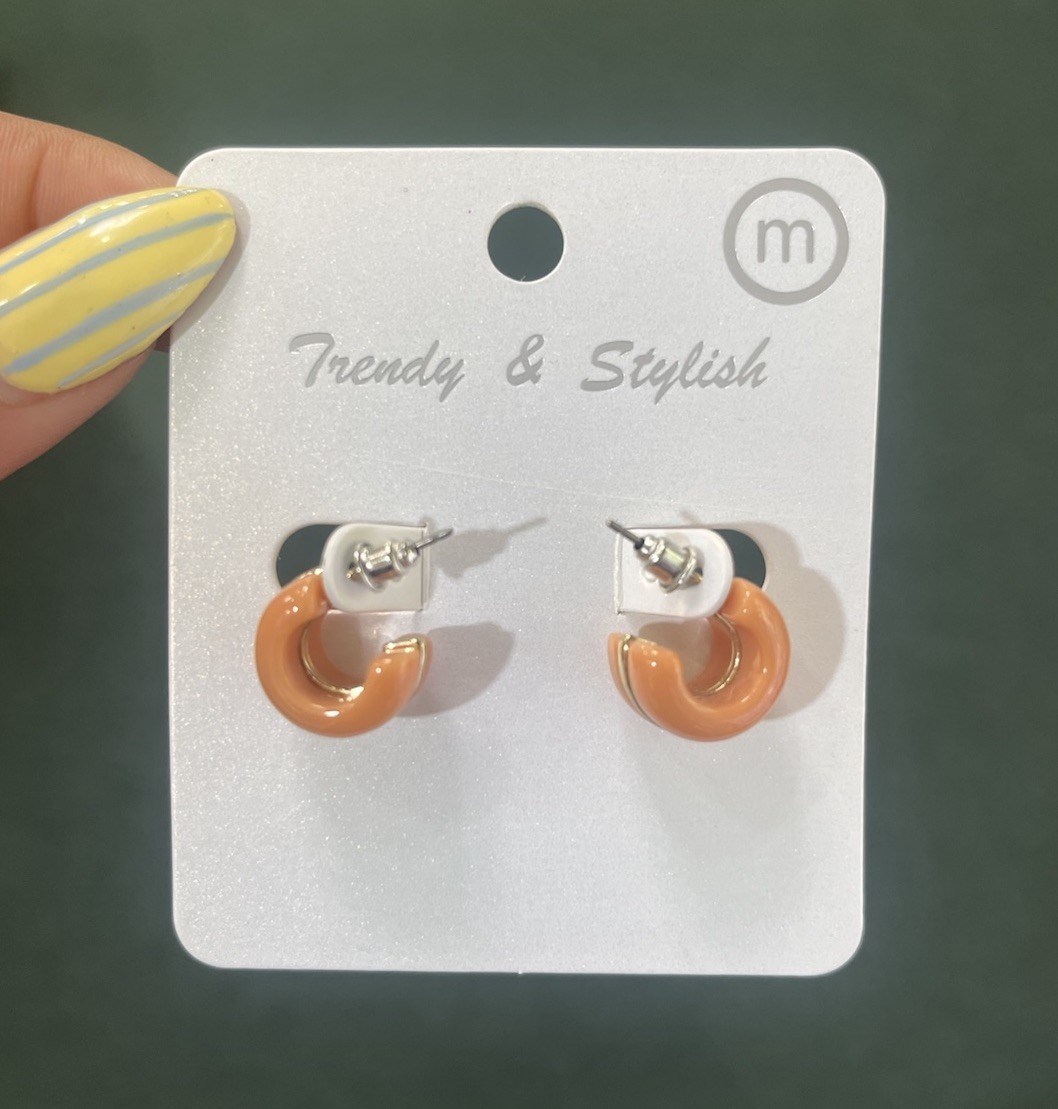 Orange Brown Mini Hoop Earrings