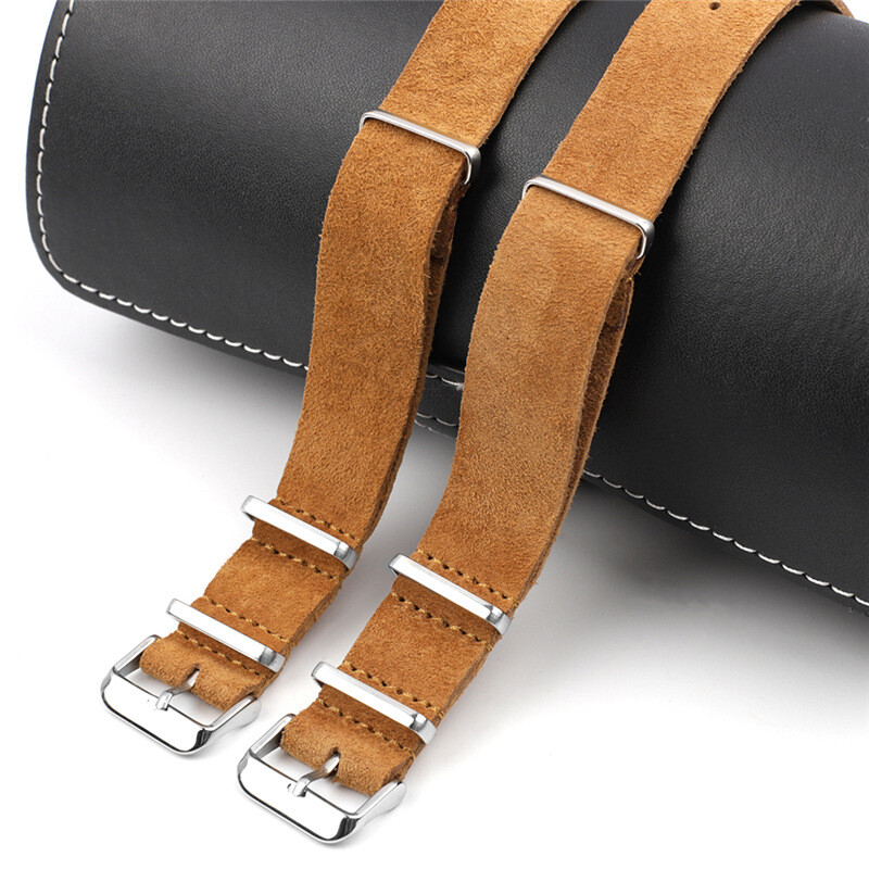 High Quality Suede Genuine Leather Watch Strap Band One Piece 18/20/22/24mm Mens
