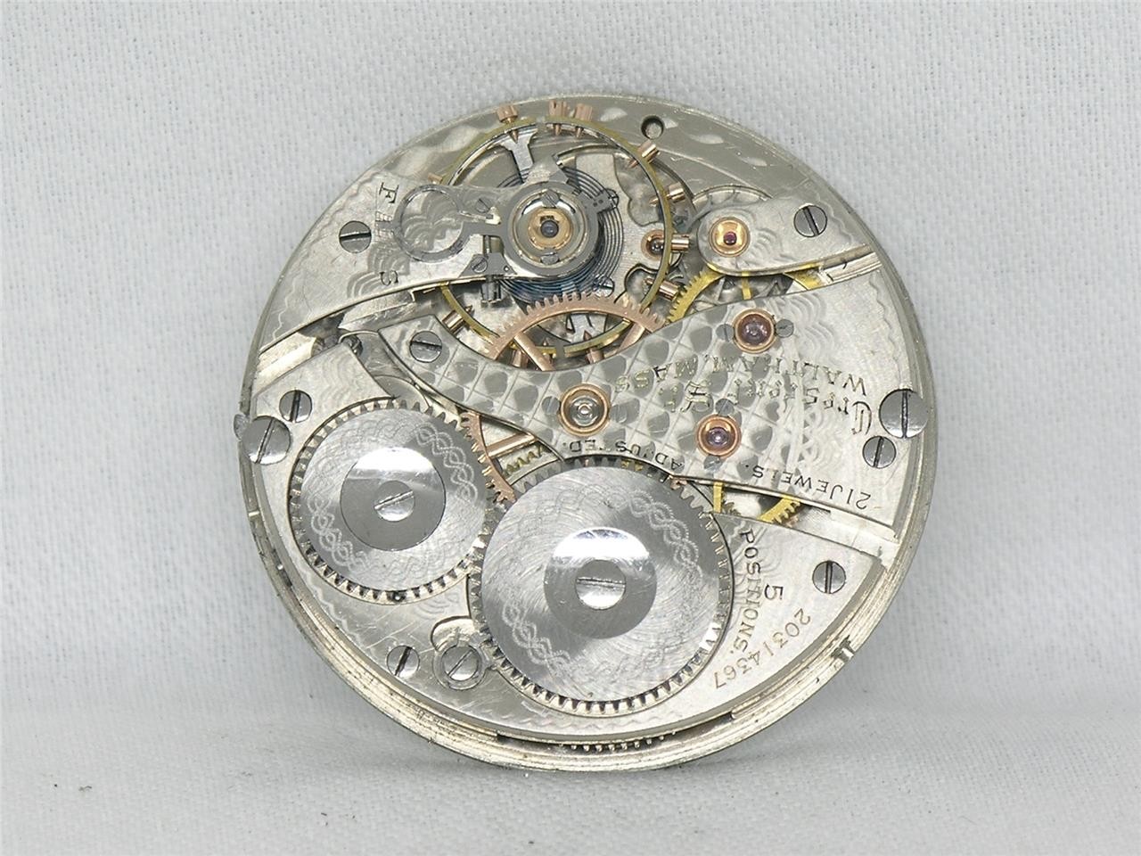 16S WALTHAM 21 JWL CRESCENT STREET WIND INDICATOR RAILROAD POCKETWATCH, RUNNING!