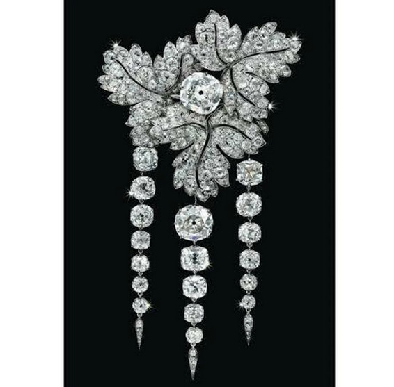 Features Lab-Created 43.55CT Diamonds Princess Eugenie of France Floral Brooch