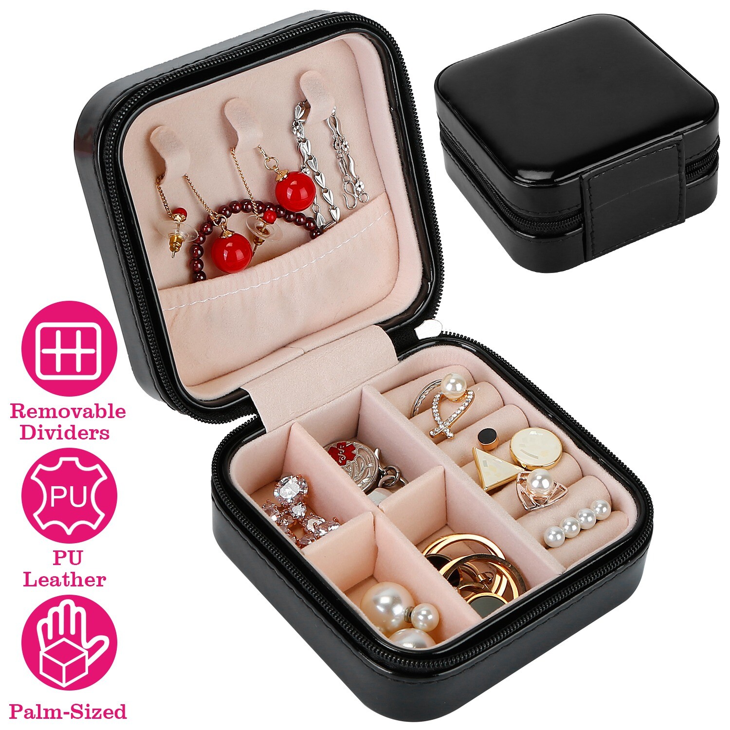 5 Slot PU Leather Jewelry Storage Box Ring Earring Necklace Organizer Case Gift