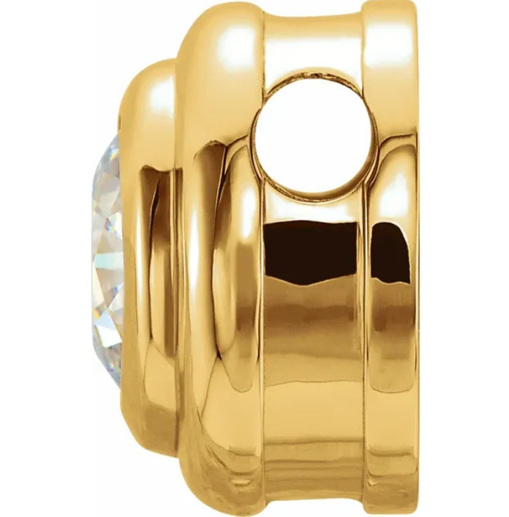 6.2mm 9/10ct Solid 14k Yellow Gold Round Bezel SLIDE PENDANT Mounting Setting US