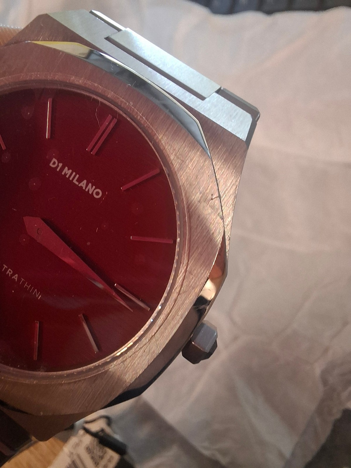 D1 MILANO ULTRATHIN UNISEX WATCH STAINLESS STEEL BORDEAUX RED UTBJ11 RRP £325 AD