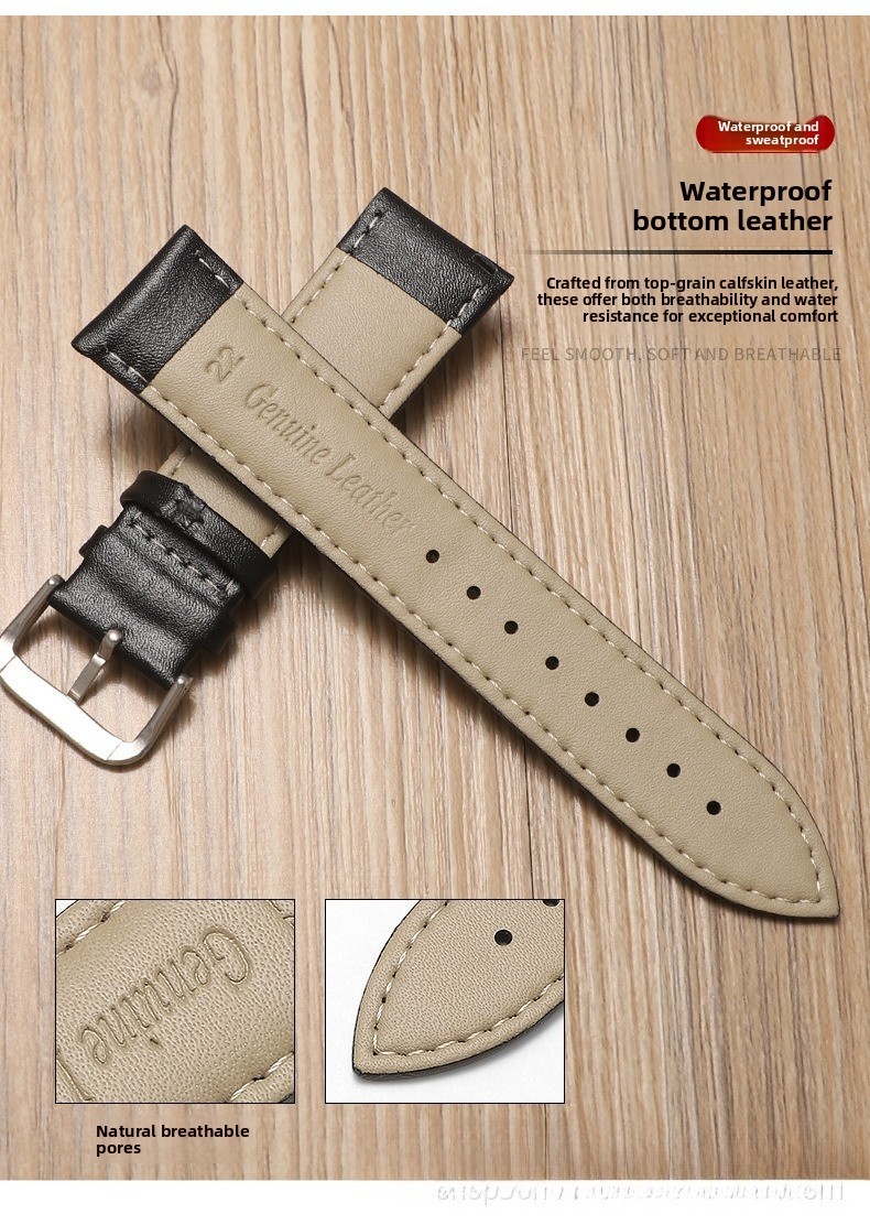 High quality leather watch strap fashion business needle buckle band 12-22mm