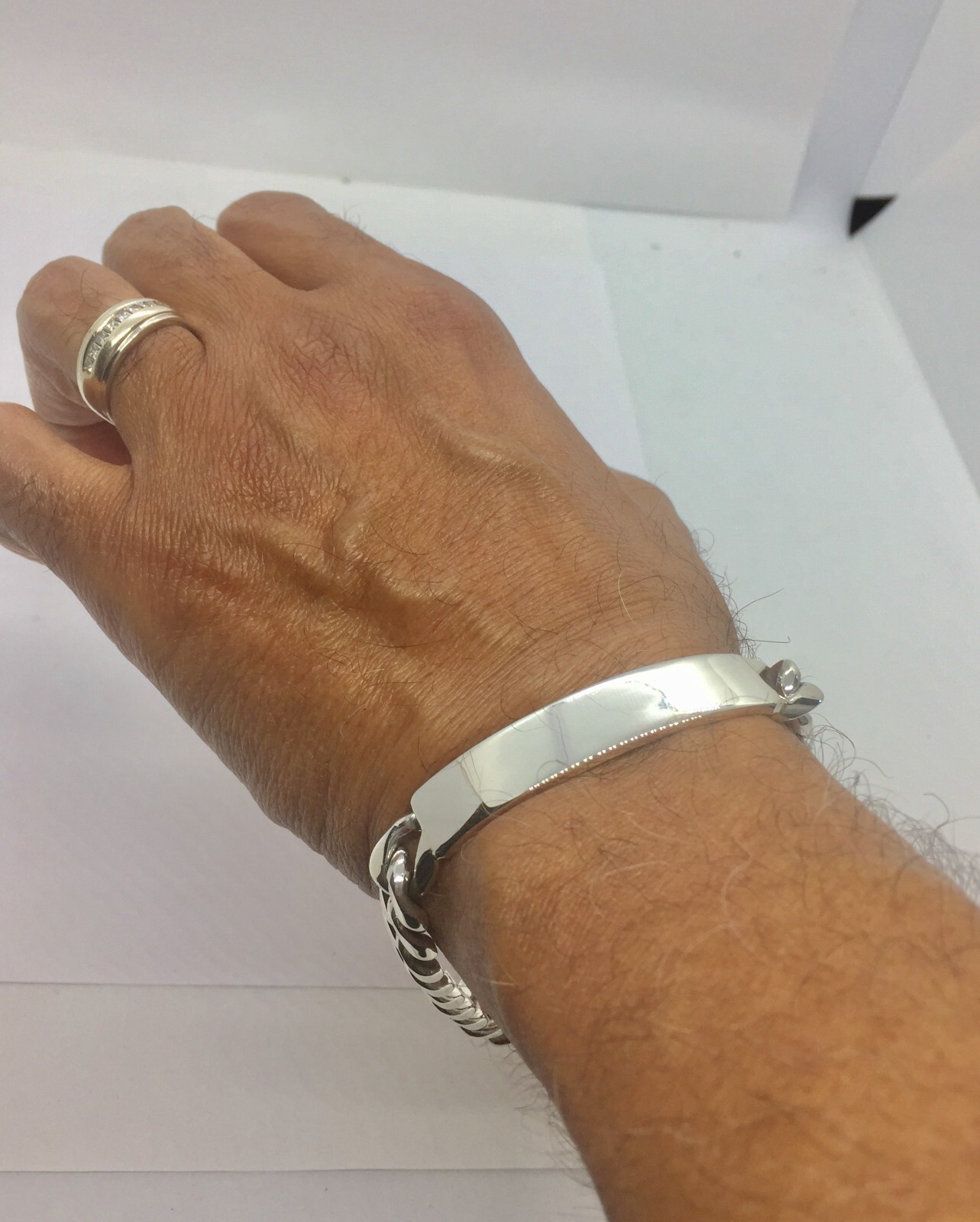 Men’s Bracelet 11mm 925 sterling silver handmade miami cuban link ID bracelet