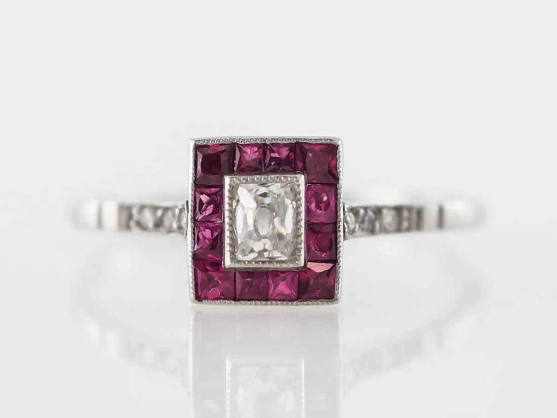 1890’s Retro Square 0.25Ct White Cushion Cut Halo Women’s Ring Solid 925 Silver