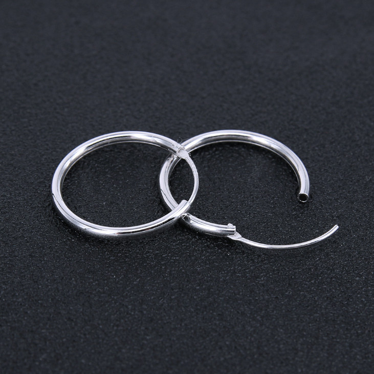 925 SOLID STERLING SILVER PLAIN 1MM THICK ROUND ENDLESS HOOP 10-50MM LIP EAR D36