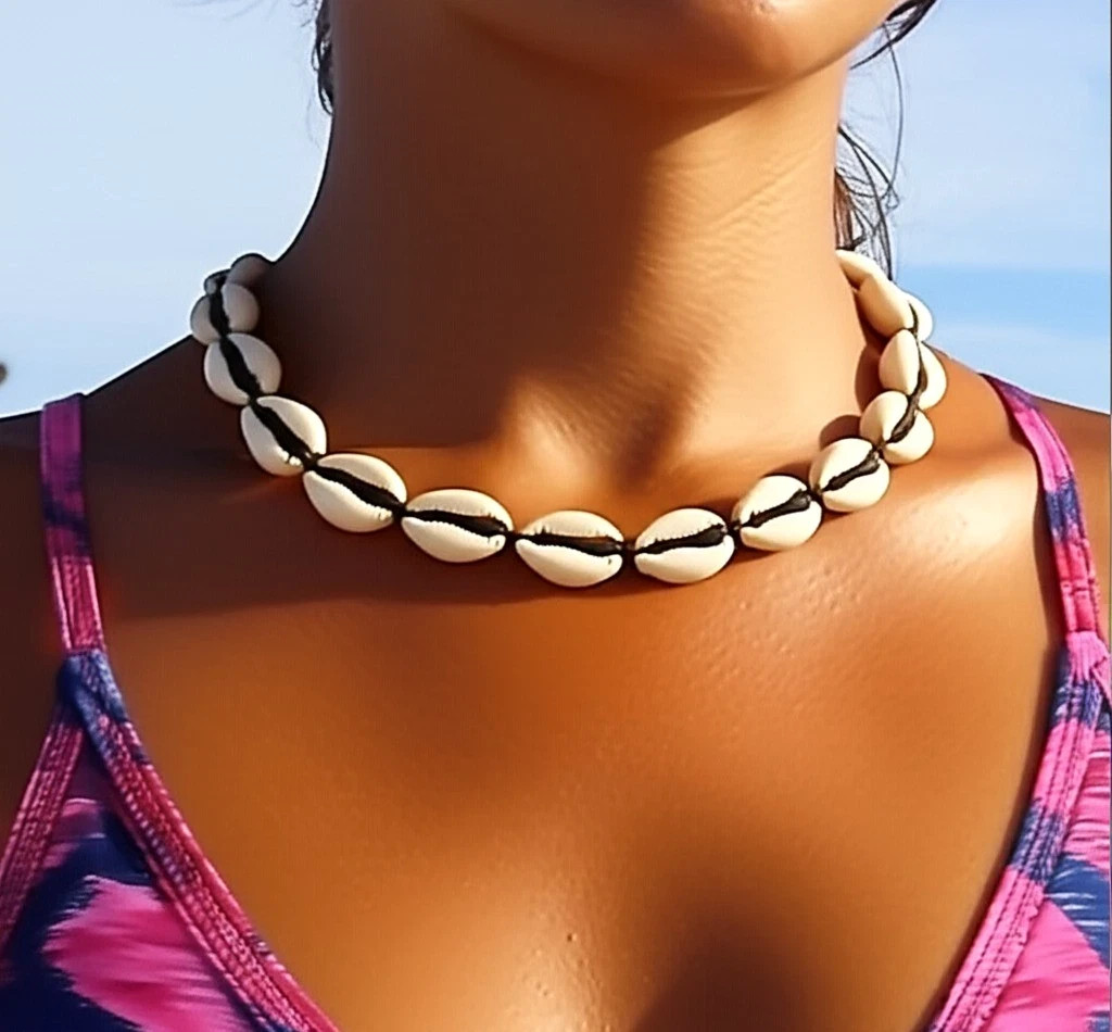 Cowrie Shell Choker Necklace Set for Women – Puka Shell & Seashell Hawaiian
