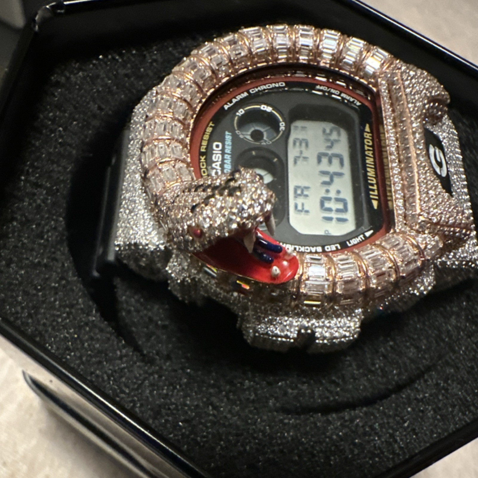 Casio G-SHOCK Digital Watch Rose Gold Case Black Resin Band 200m Alarm