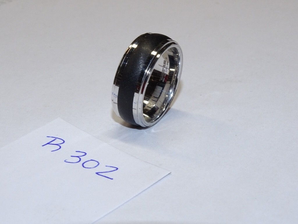 Triton Tungsten Carbide Wedding Ring 9mm Size 10 Silver w/ Black Center #R302