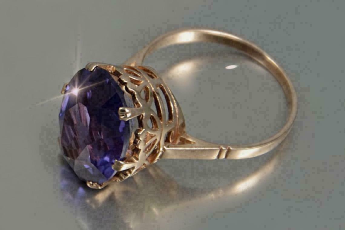 2Ct Oval Cut Amethyst Simulated Solitaire Engagement Ring 14K Yellow Gold Over