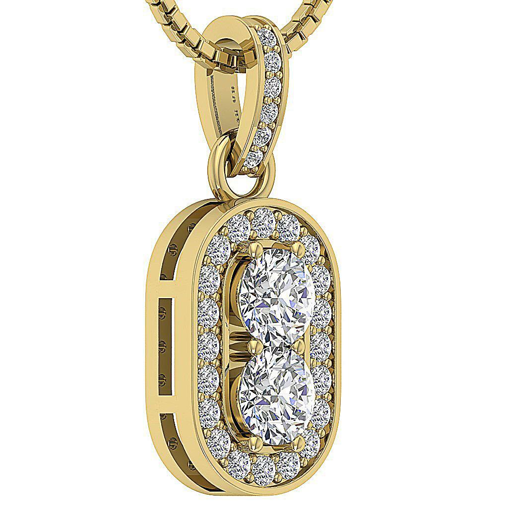 Forever Us 2 Stone Real Diamond Halo Pendant I1 G 0.90 Carat White Gold 0.85Inch