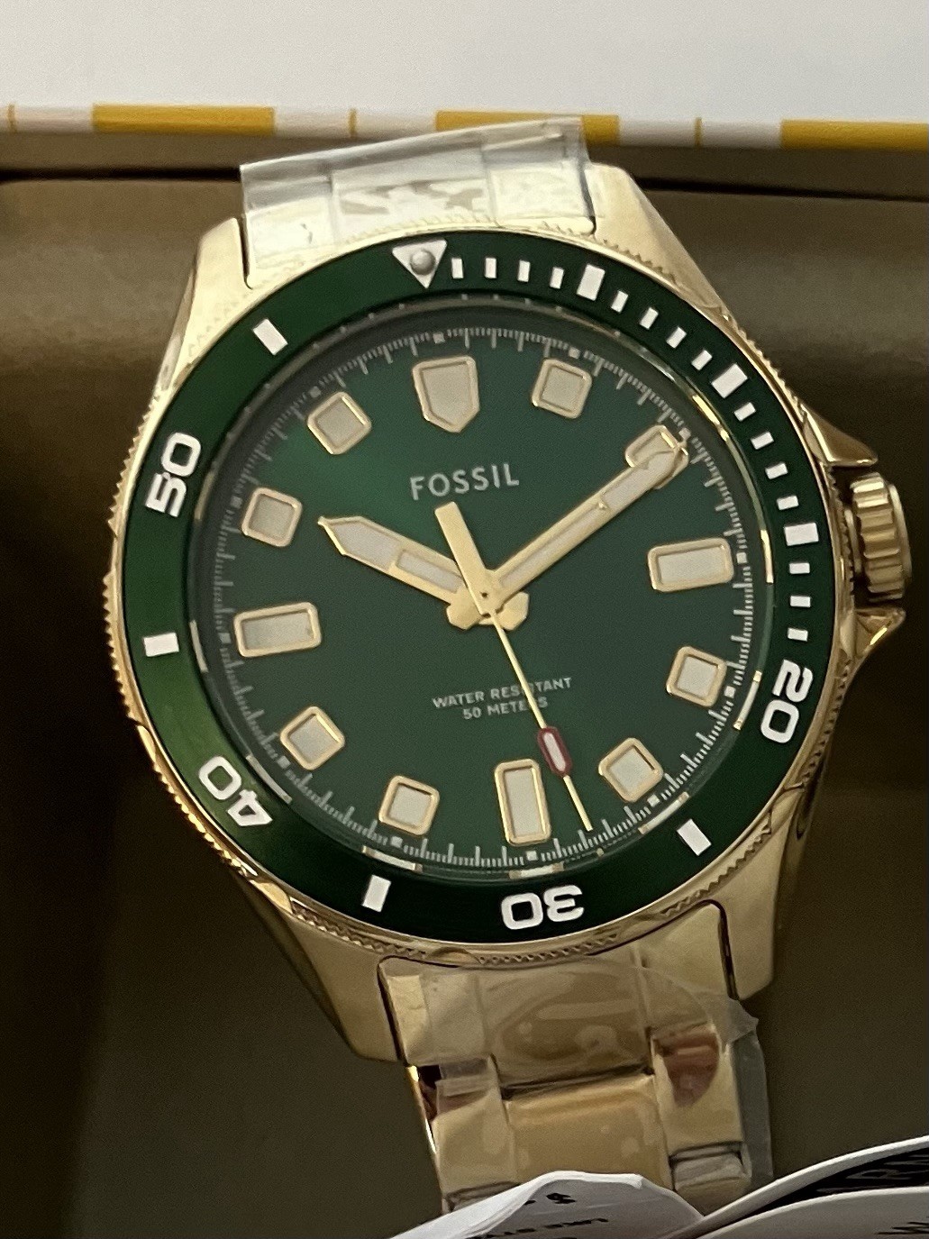 Fossil Dalton Gold Green BQ2884 Men’s Watch, Miyota 2035 Movement ! New In Box
