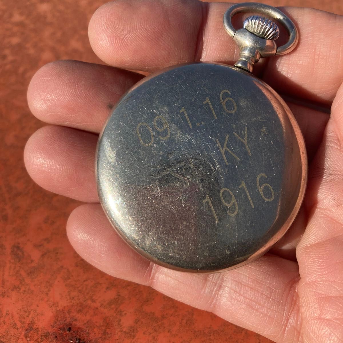 ELGIN 1916 Military Pocket Watch 7J Railroad Porcelain Dial Serviced USA Rare
