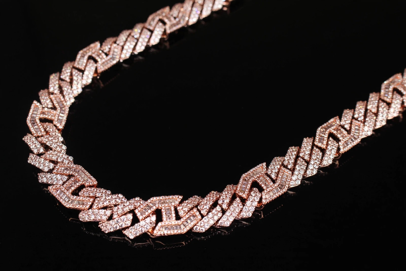 14k STAMPED 14mm FIGARUCCI Rose Gold Chain 80.7ct Lab Sim VVS1 Diamond 241g+