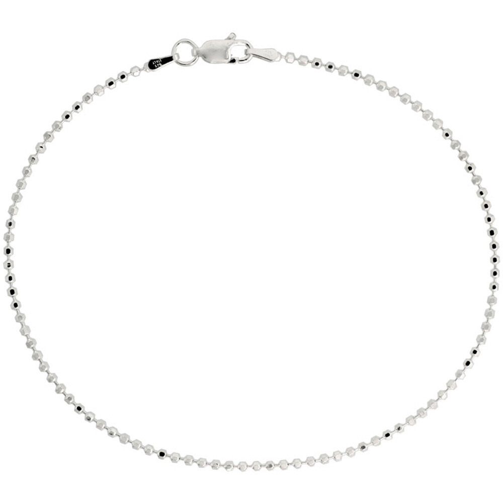 925 Sterling Silver Faceted Pallini Bead Ball Chain Necklace Bracelet 1.8mm