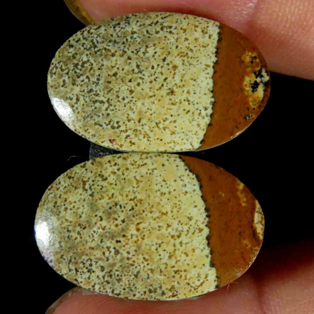 29.70Cts.100%Natural Designer Picture Jasper Pair Oval Cab 14x23x4mm Gemstone