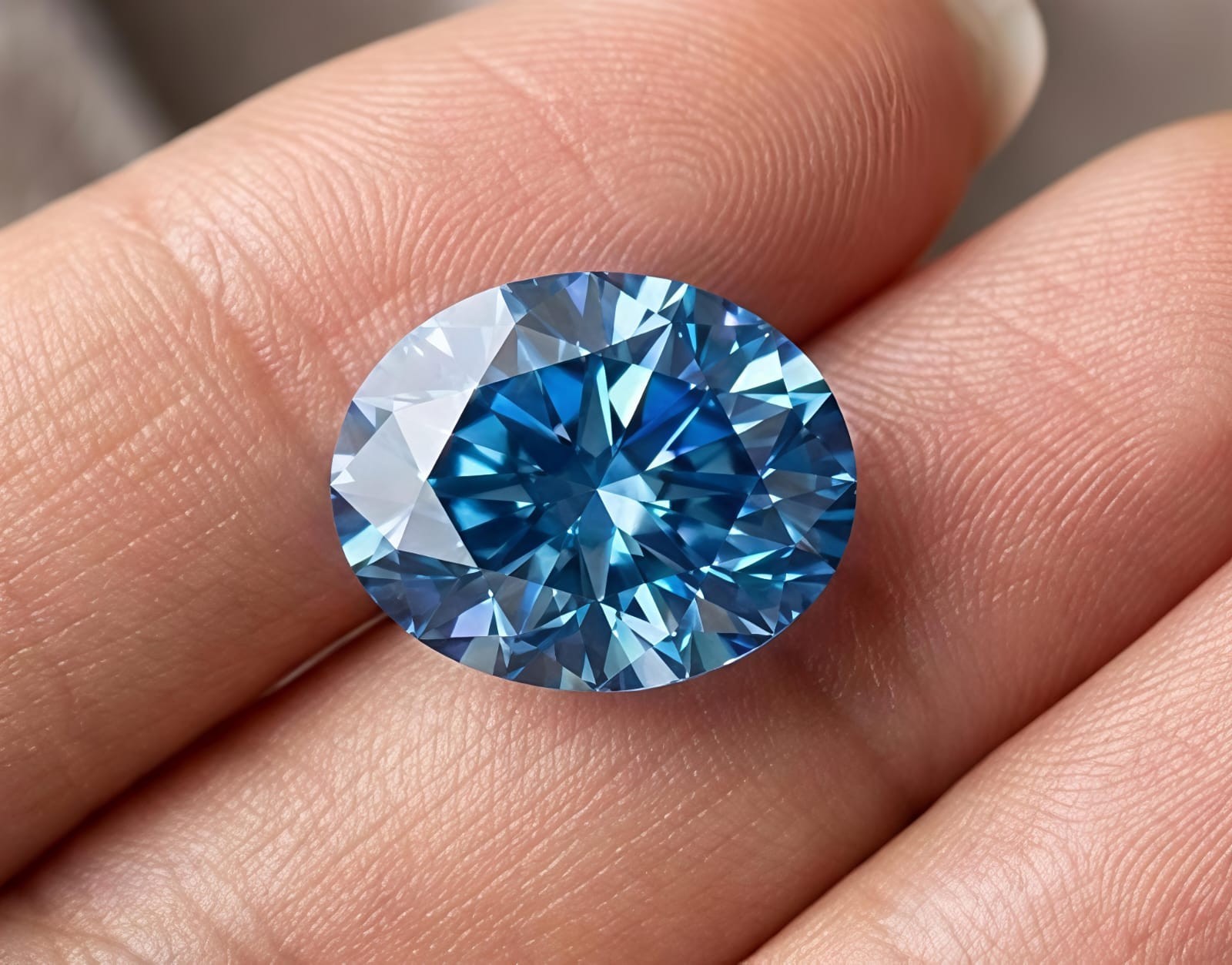 2.30 Ct Fancy Blue Color Oval Cut VVS1 Diamond Premium Quality 8×10 MM Gemstone