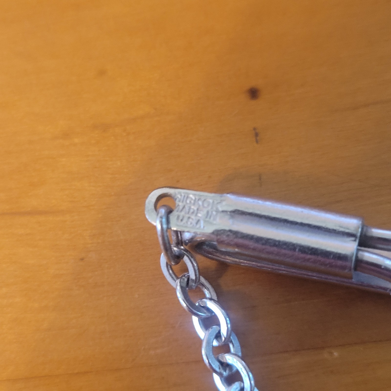 Vintage Hickok Silver Tone Tie Bar Chain Loop Clip Made In USA 1950s