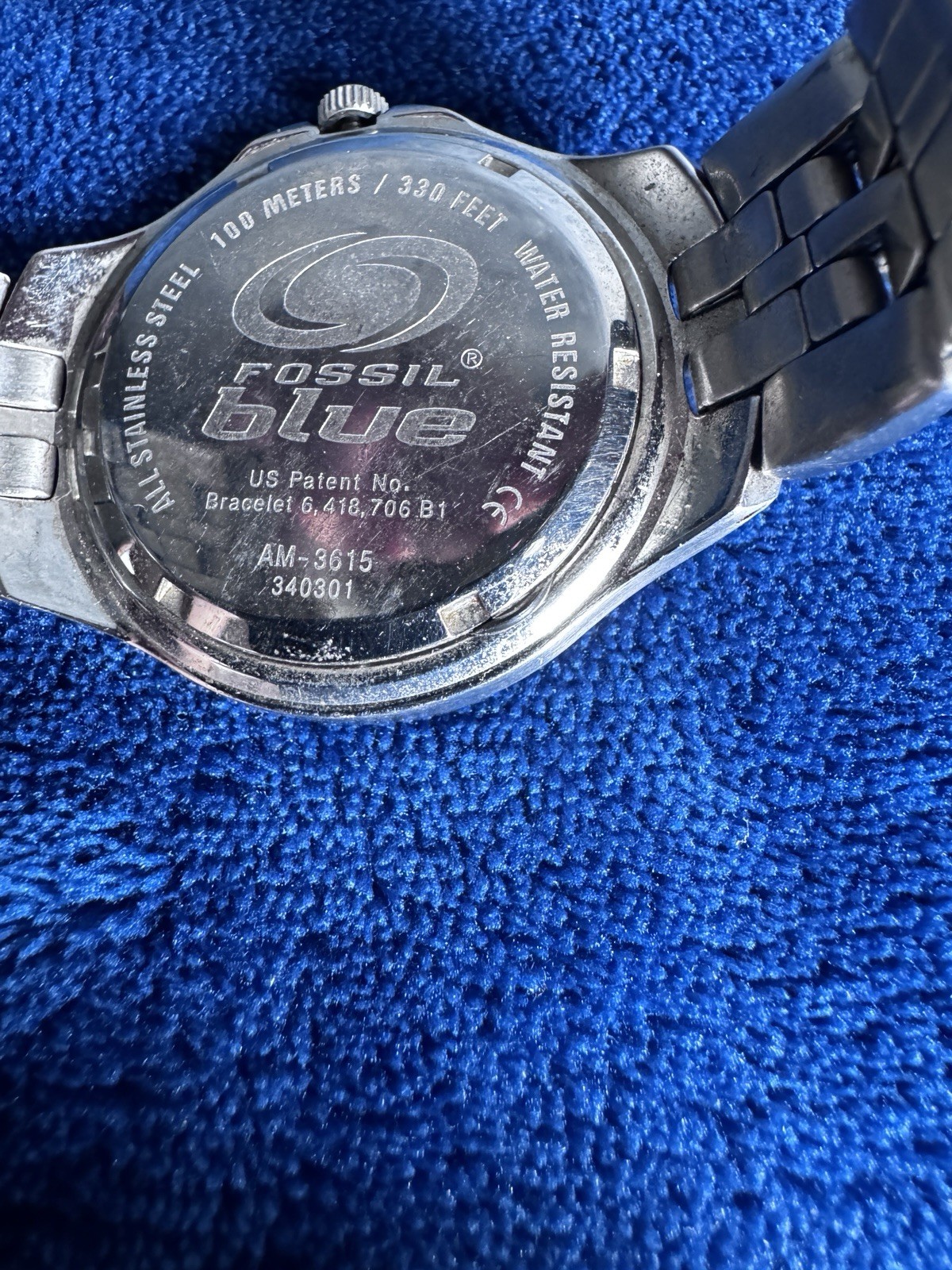 Men’s Fossil Blue Titanium TI-5003 Watch 200 Meters w/ Blue Dial – New Battery