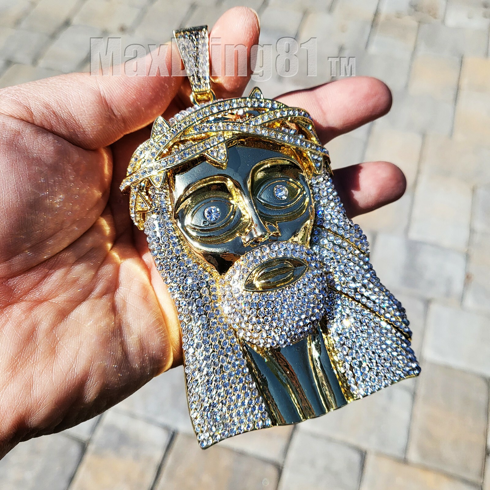 HIP HOP STYLE ICED GOLD SILVER PLATED BLING XXL LARGE JUMBO JESUS HEAD PENDANT