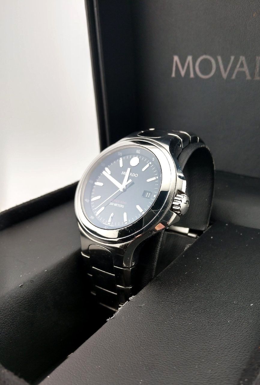 Movado Men’s Series 800 SS W/Black Dial; Model #84.C2.1896 ~ Excellent