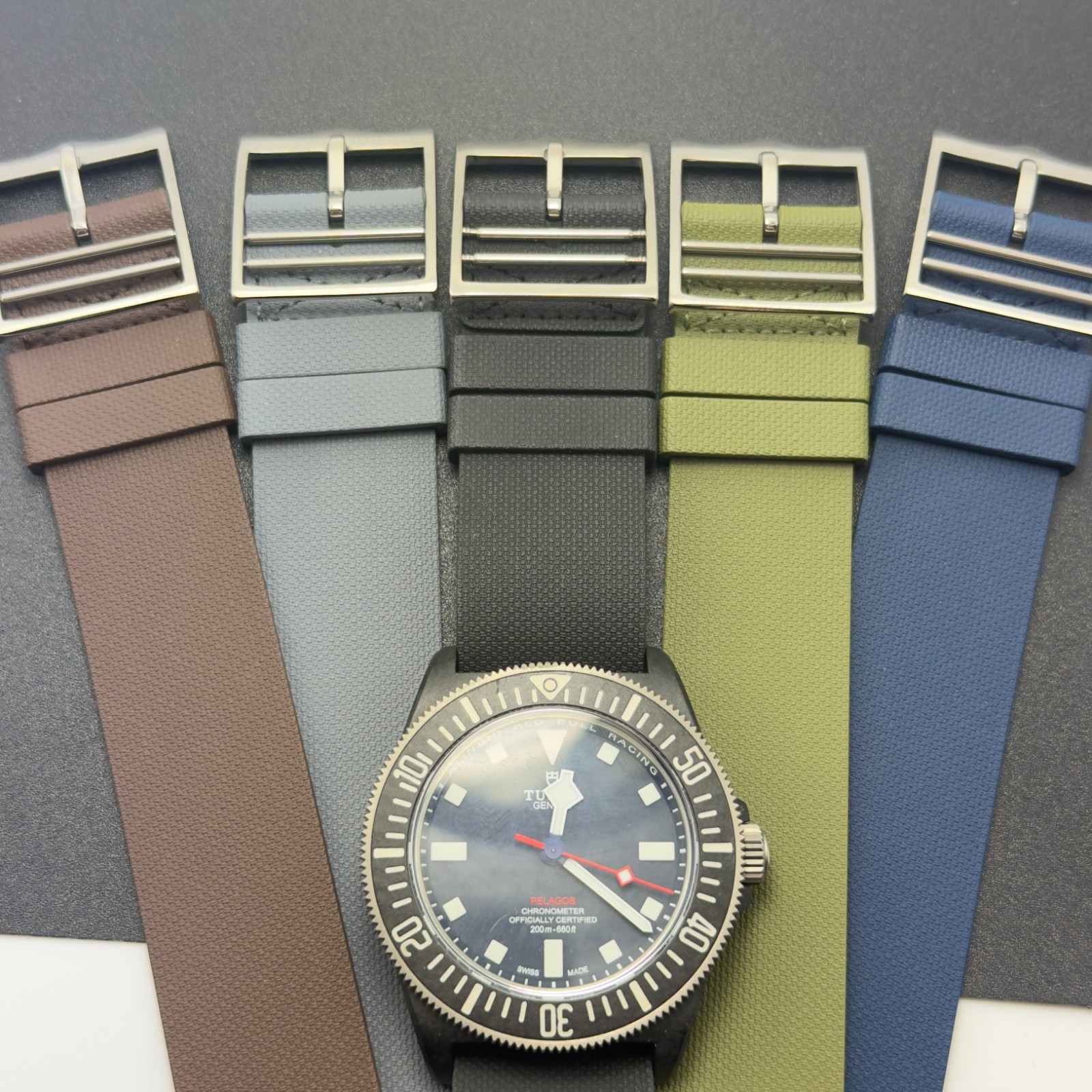 Tudor Pelagos FXD Single Pass Rubber Straps 22mm Black Blue Green Brown Grey
