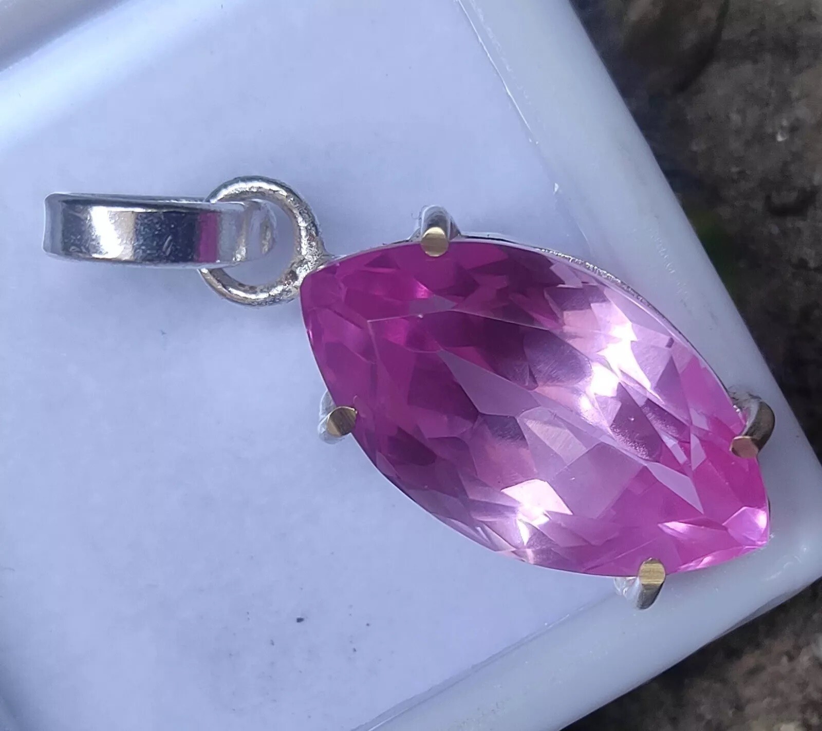 Natural 33.50 CT Pink Sapphire Marquise Certified Gemstone Pendant 925 Silver