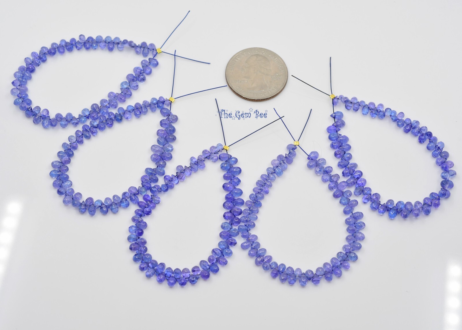 Gem Grade Tanzanite Smooth Full Teardrop Briolette Bead 5 Inch Strand