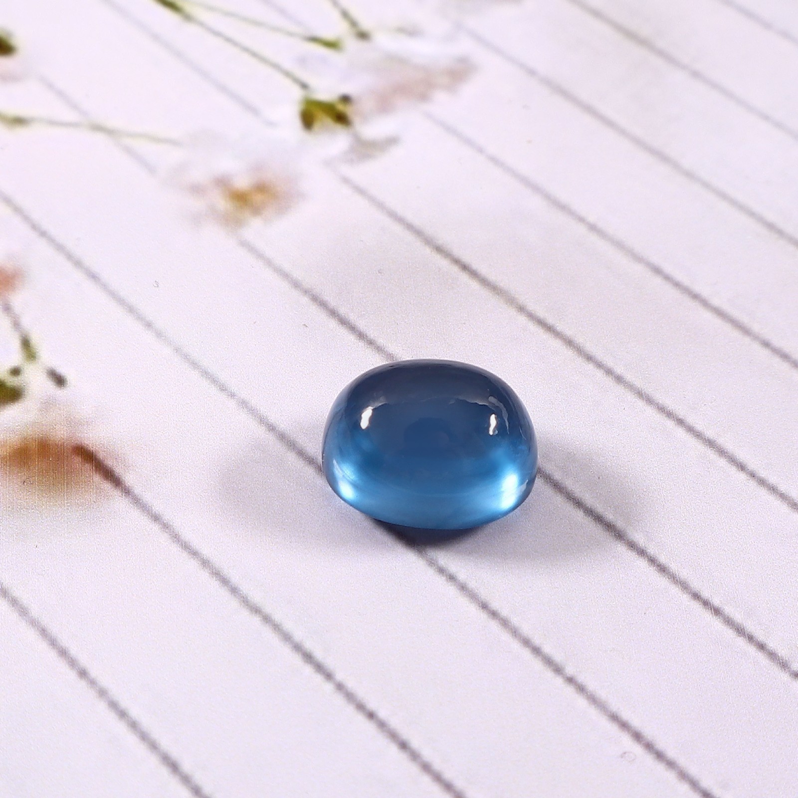 AAA Natural Brazilian Blue Tourmaline Loose Oval Cabochon Gemstone 8.15 CT