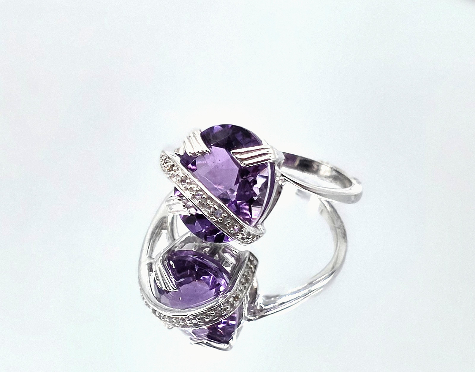 Women White Gold Rhodium Over Solid Sterling Silver 4.38 CTW Purple Amethyst