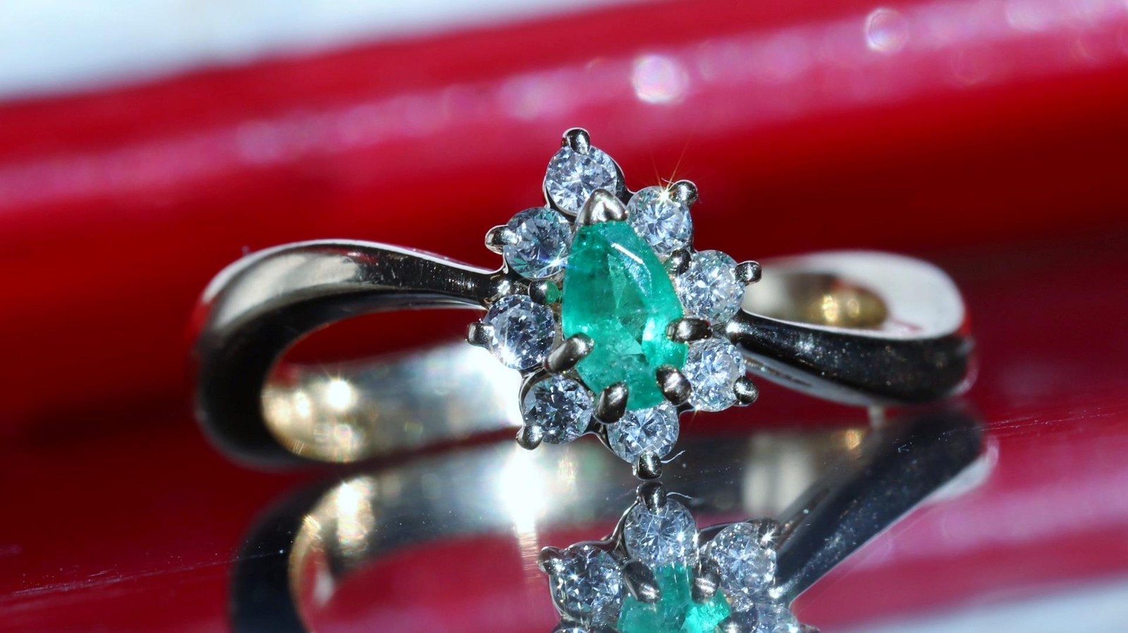 14k yellow gold 0.27ct natural diamond sz 4.5 ring emerald vintage treated 2.99g