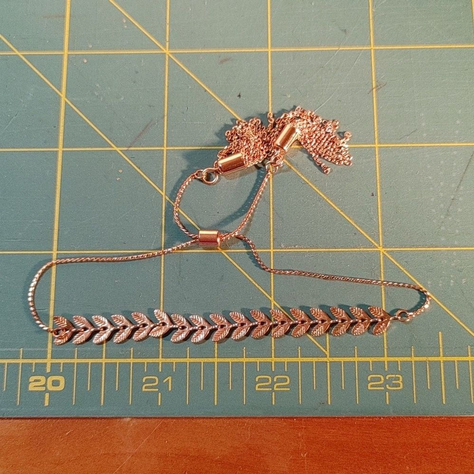 Rose Gold Adjustable Slider Chain Leaf Bracelet