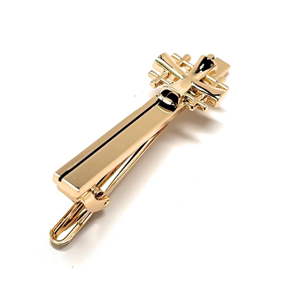 Gold Jerusalem Cross Tie Clip Christian Tie Bar Pastor Gift Religious Jewelry