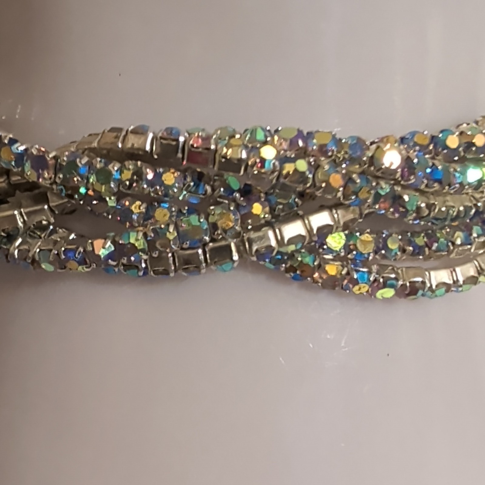 Silver-Tone Crystal Rhinestone Multi-Strand Wrap Stackable Bracelet No Closure