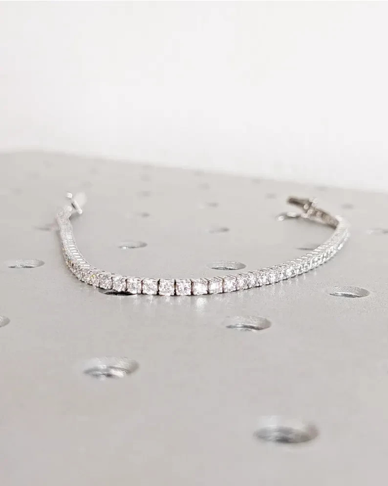 14K White Gold 6.60CT Round Cut GDGL Certified Natural Diamond Tennis Bracelet
