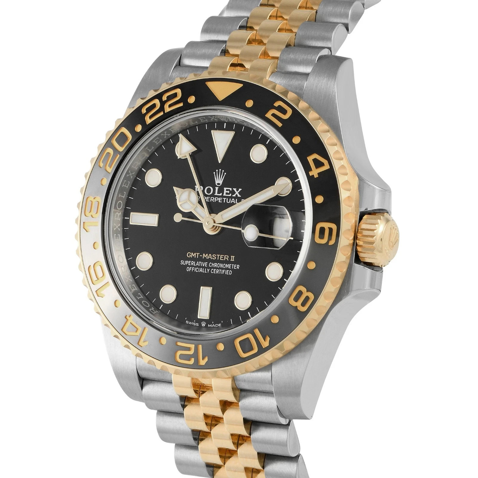 Rolex GMT-Master II 126713GRNR-0001 Black/Gray Bezel 18k Gold & Steel Mens Watch