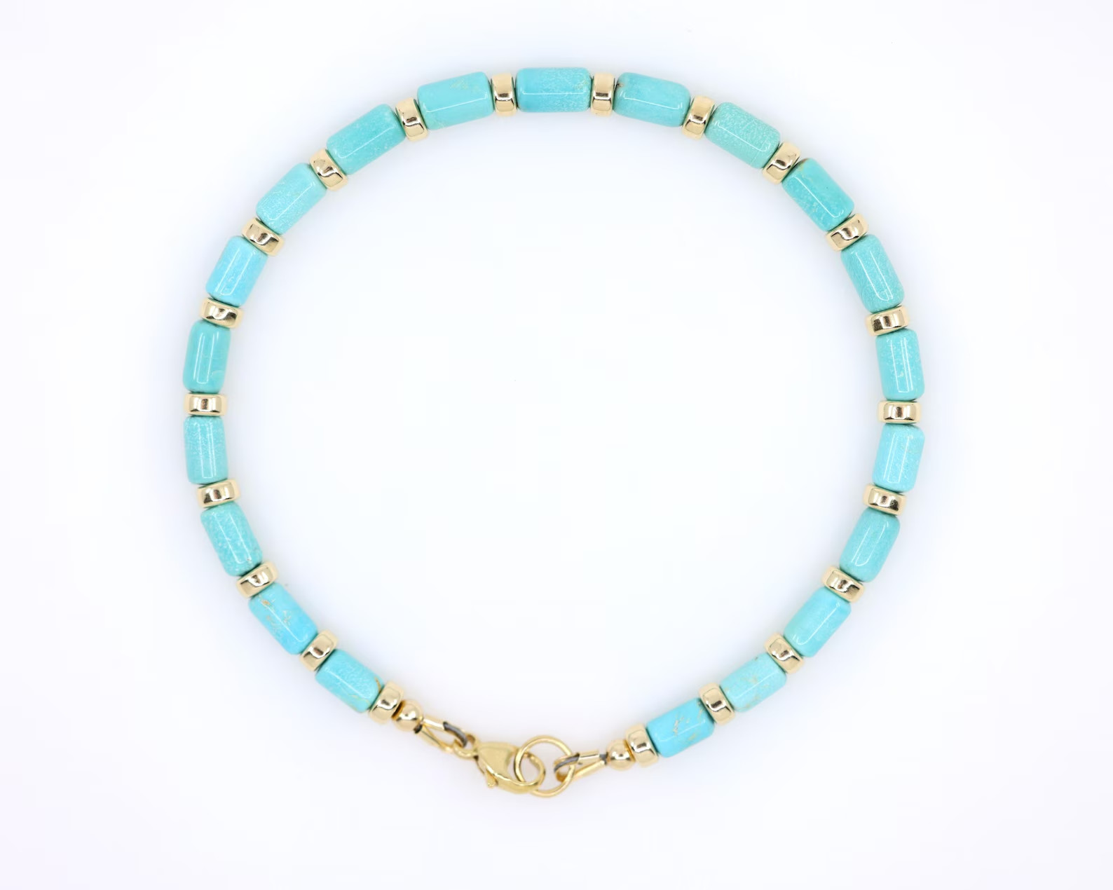Arizona Turquoise Bracelet | 14K Gold | 4x8mm Heishi Blue Green Unisex