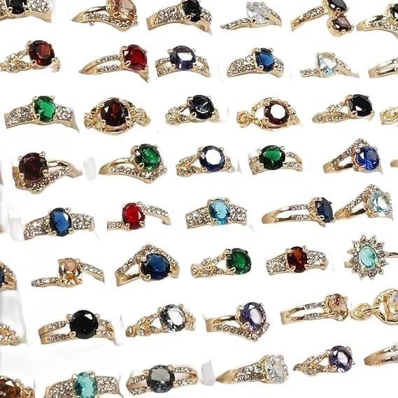 Bulk Pack of 50 Colorful Rhinestone Rings – Ideal for Layering & Stacking
