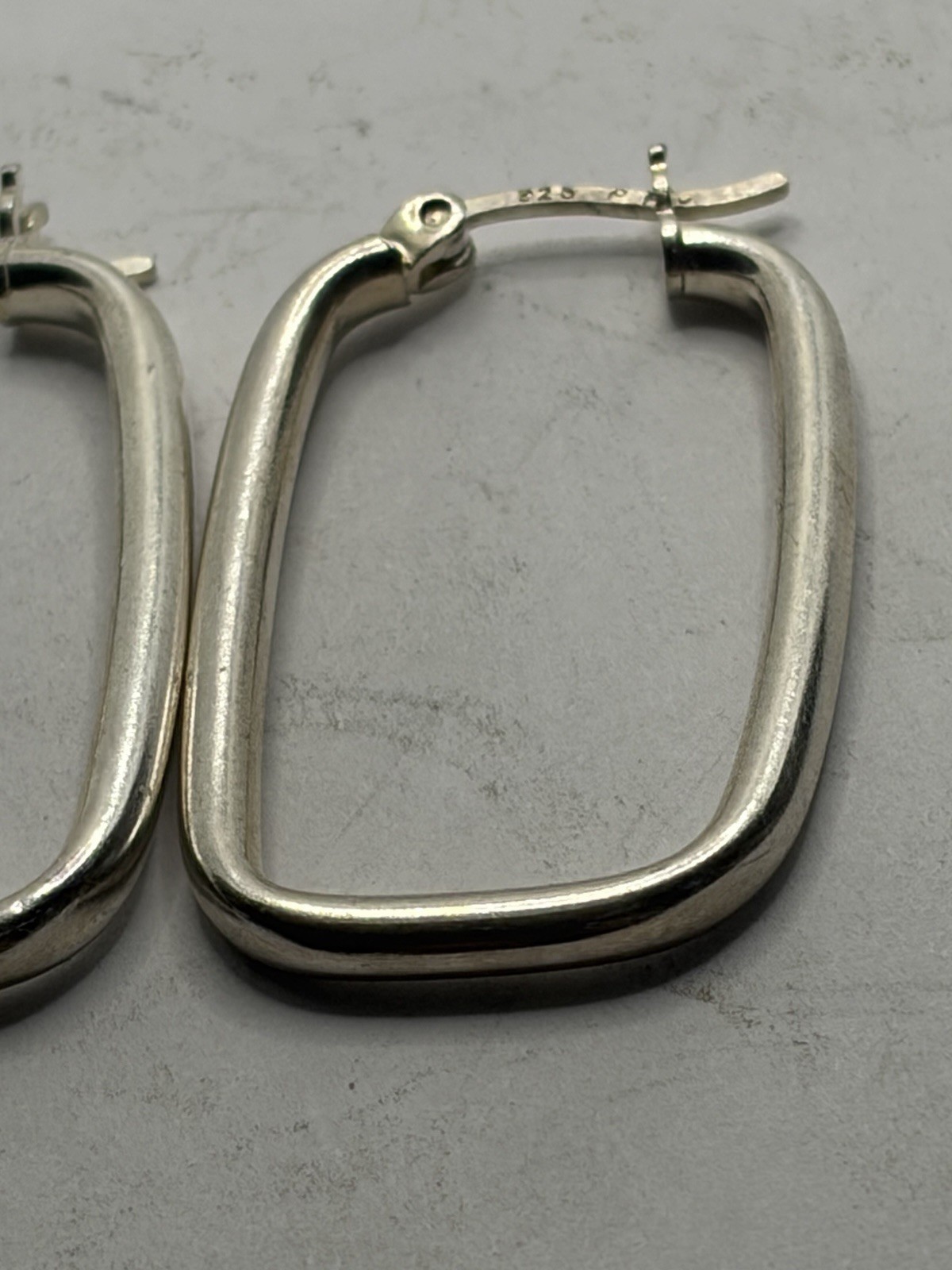 925 Sterling Silver U-Shape Hoop Earrings for | Rectangle Shaped Click-Top Ho…