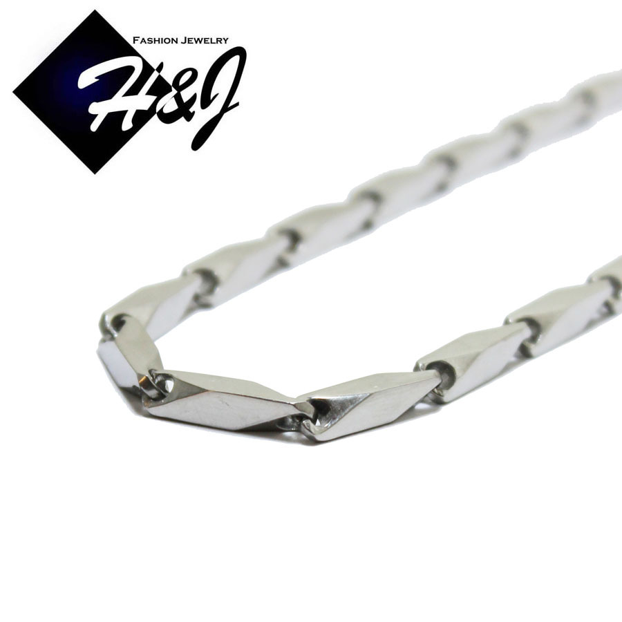 24″MEN Stainless Steel 4mm Silver Arrow Link Bullet Chain Necklace Bracelet SETS