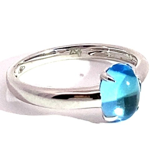 Blue Topaz Ring 750 White Gold Ocean Blue…Sweet Temptation…Made in Italy…