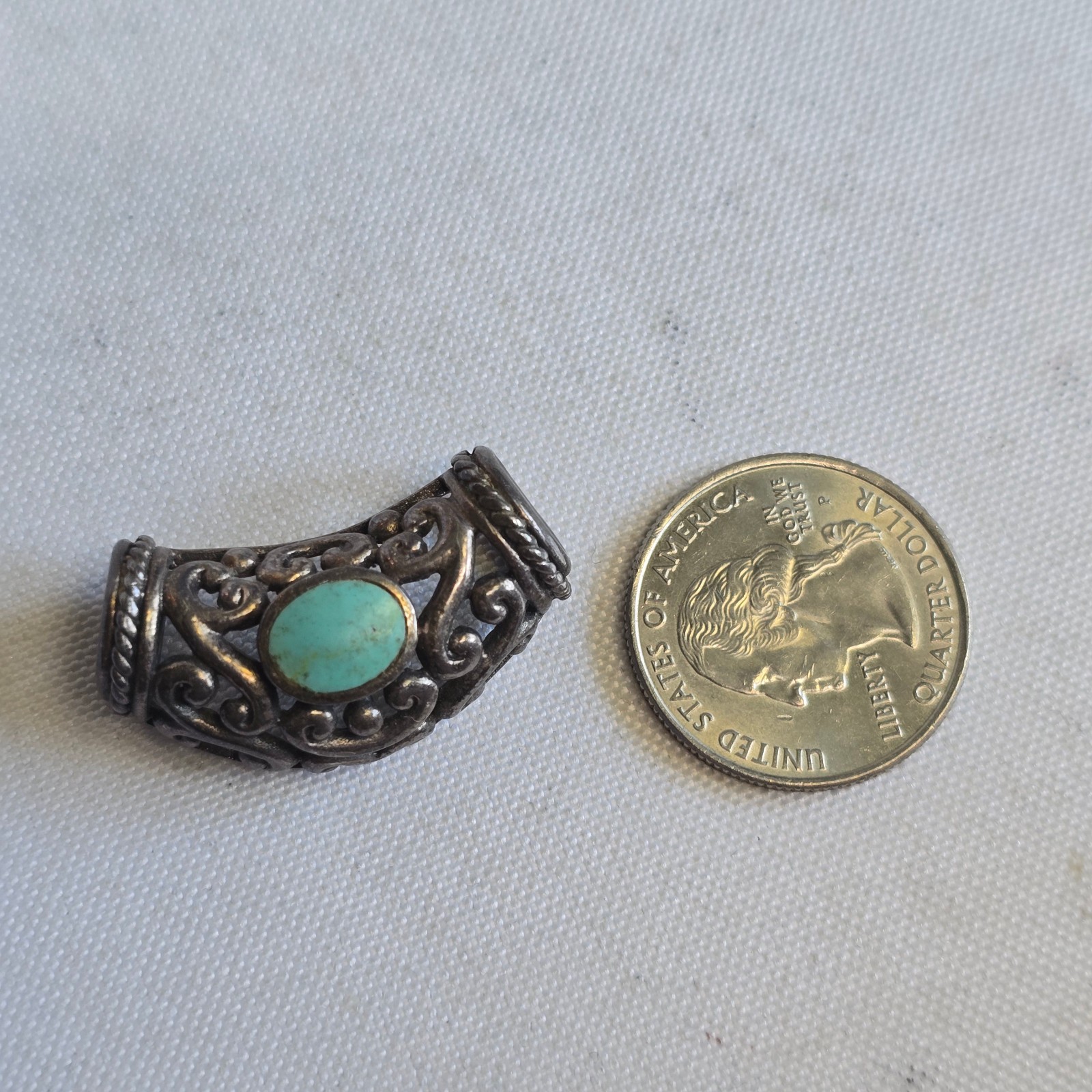 Sterling Silver Slider Charm 8.05g Fine Jewelry Turquoise look *READ*